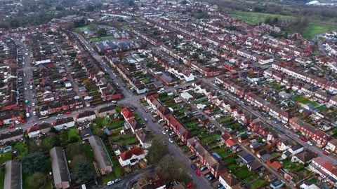 Aerial high angle drone showcase of English Southampton Suburb Woolston, Itchen Stock Footage 329458077