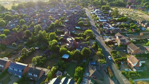 Aerial high angle static drone shot over Boorley Green Suburb Paris Town in Stock-Footage 342828903