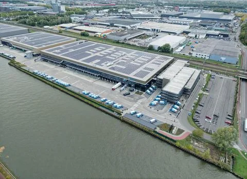 Aerial high angle view of Albert Heijn online distribution centre Utrecht Stock Photos