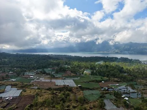 Aerial high-angle view of rural farming villages 库存照片