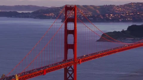 Aerial High-Angle View of Traffic on the Golden Gate Bridge, San Francisco, USA Video stock 329969238
