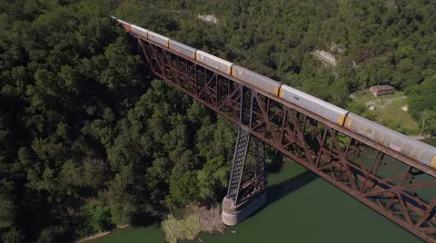 Aerial of High Bridge in Kentucky Stock Footage 64237471
