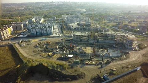 Aerial High building under construction site Stock-Footage 95475464