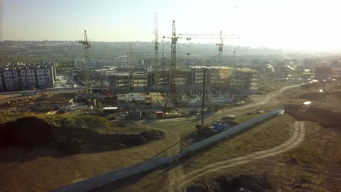 Aerial High building under construction site 스톡 동영상 95475783