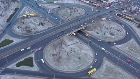 Aerial high drone in 4K flight over evening road traffic. Stock Footage 151174201