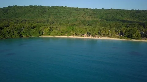 Aerial-High Elevation Beach and Jungle in Espiritu Santo, Vanuatu Stock Footage 107052577