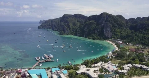 Aerial High Ko Phi Phi Island Stock Footage 80351024