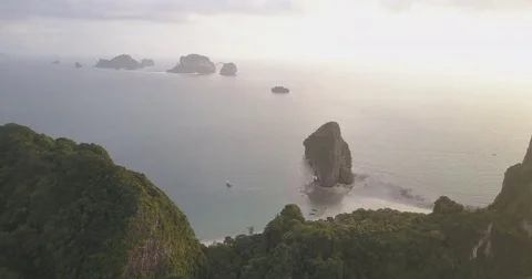 Aerial High Overall Railay Reverse Railay Stock-Footage 80361870