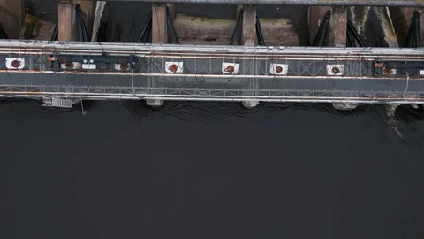 Aerial high pass over Eau Claire dam Stock Footage 305686691