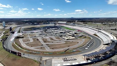 Aerial high pullout from nascar track, the charlotte motor speedway near Stock Footage 303905630