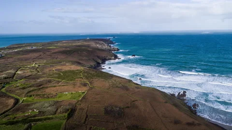 Aerial high view of Pointe du Raz 02 Stock Footage 131472807