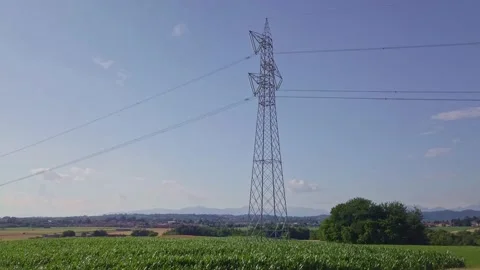 Aerial High Voltage Tower View Stock Footage 132747659