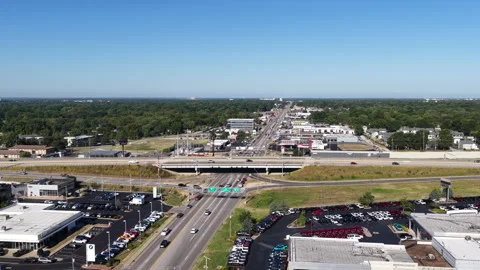 Aerial of highway 65 interchange and suburban development in Springfield MO Stock Footage 344809937