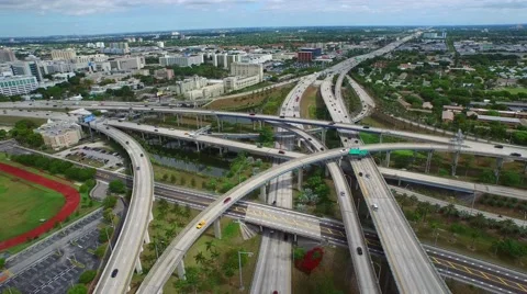 Aerial highway I95 Miami 4k 2 Stock Footage