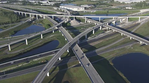 Aerial Highway Interchange Stock Footage 94231101