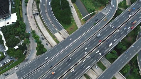 Aerial Highway Interchange Traffic Stock Footage 297901302