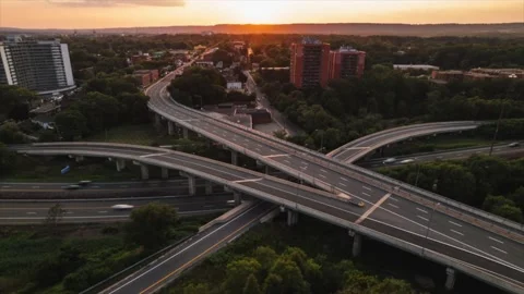 Aerial Highway Sunset Hyper lapse Stock Footage 159452952