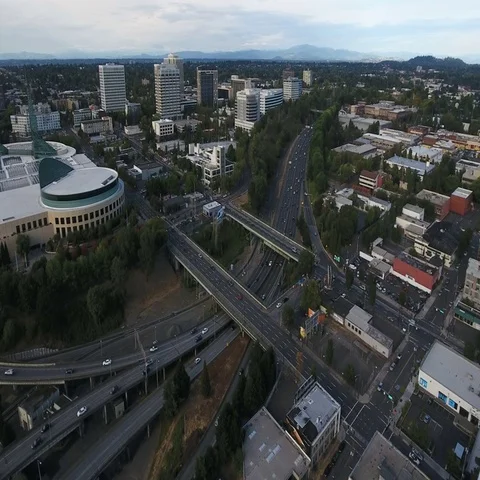Aerial of Highway Traffic Stock Footage 69330811