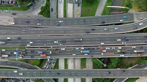 Aerial Highway Traffic, Top Down View Stock Footage 310770786