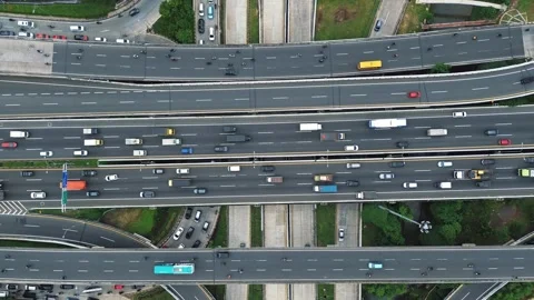 Aerial Highway Traffic, Top View Footage Stock Footage 297900506