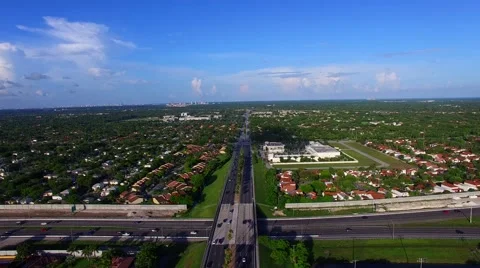 AERIAL - highway view of an intersection.  Stock Footage 64993879
