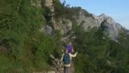 Aerial: Hikers In The Mountains Stock Footage