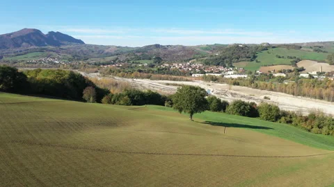 Aerial hill river a tree Stock Footage 148568694