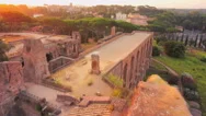 Aerial Hippodrome Stadium Of Domitian, Palatine Hill In Sunrise,Rome Italy Stock Footage