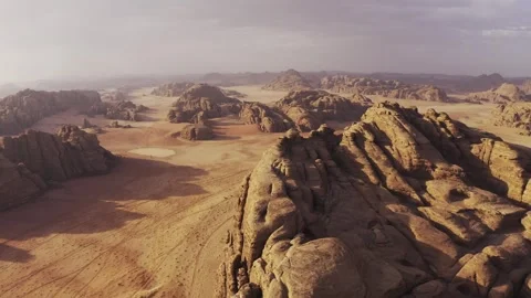 Aerial, Hisma Desert, Saudi Arabia | Stock Video | Pond5