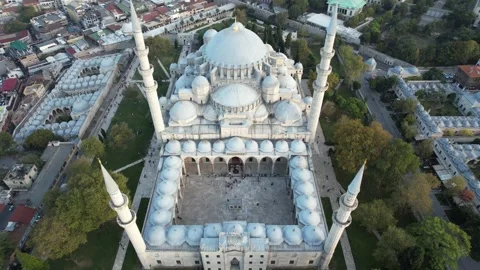 Aerial historical mosque Stock Footage 219087614