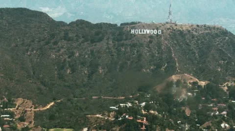 Aerial, Hollywood Sign, Wide Stock Footage