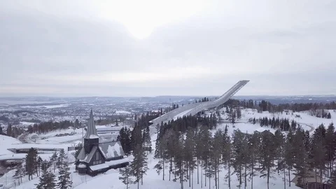 Aerial Holmenkollen drone footage Stock Footage