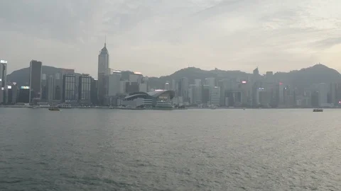 Aerial Hong Kong low sunset Stock Footage