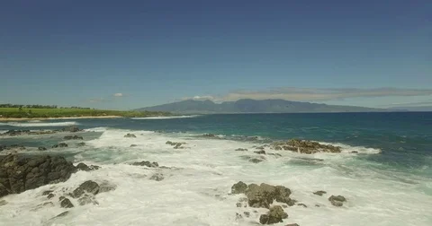 Aerial Hookipa Beach Rocky Point Pull Out West Maui Mountains Stock-Footage 78556952