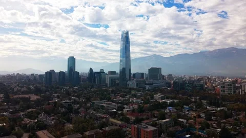 Aerial Horizontal Forward Pan towards the Tall Glass Skyscraper of Costaner.. Stock Footage 339254130