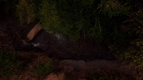Aerial Horizontal Stationary Top Down View of a Fast Flowing Mountain River.. Stock Footage 339254153