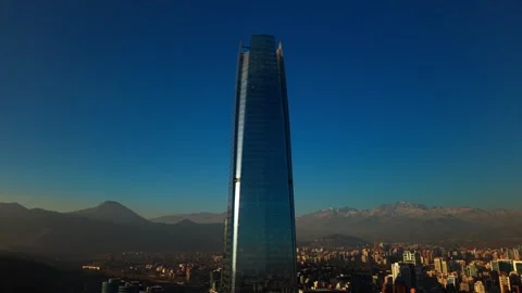 Aerial Horizontal Stationary View centering the Tall Costanera Center Skysc.. Stock Footage 339254201