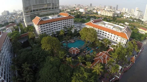 Aerial hotel pool  Stock Footage 65342273