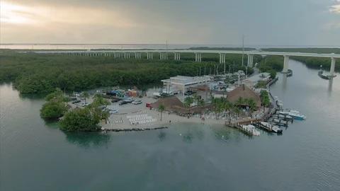 Aerial: Hotel resort complex in Key Largo, Florida Stock Footage 112229217