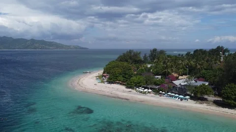 Aerial hover with Lombok in background Stock Footage 329587525