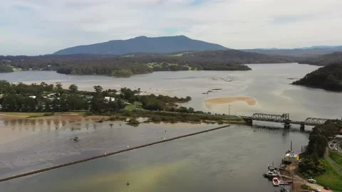 Aerial hovering in Narooma town of Australia along Wagonga inlet – 4k. Stock Footage 196804113
