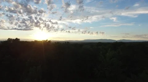 Aerial Hudson River Sunset Stock Footage 53882361
