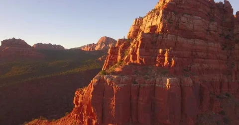 Aerial of huge sandstone mountains near Zion National Park Stock Footage