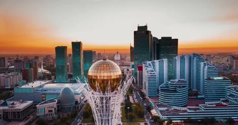Aerial hyper lapse of Baiterek monument | Stock Video | Pond5