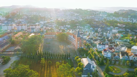 Aerial Hyper Lapse of Downtown Da Lat, Viet Nam Stock Footage 170915570