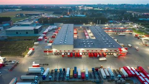 Aerial hyper lapse (hyperlapse - motion time lapse) of a logistics park Stock Footage 158864684