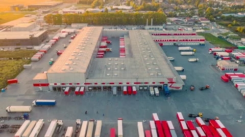 Aerial hyper lapse (hyperlapse - motion time lapse) of a logistics park Stock Footage 162065018