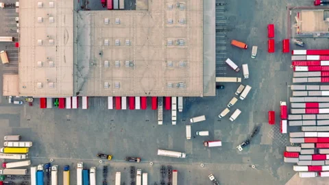 Aerial hyper lapse (hyperlapse - motion time lapse) of a logistics park Stock Footage 165421547