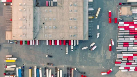 Aerial hyper lapse (hyperlapse - motion time lapse) of a logistics park Stock Footage 165421555