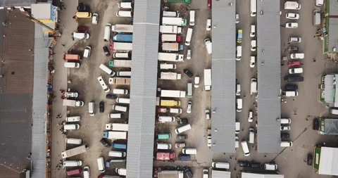 Aerial hyper lapse (hyperlapse - time lapse) of a large logistics park Stock Footage 140439605